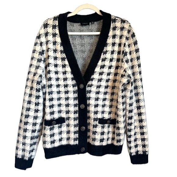 Cyrus SUPER SOFT women's sweater black and white with silver button detail XL - Picture 1 of 10